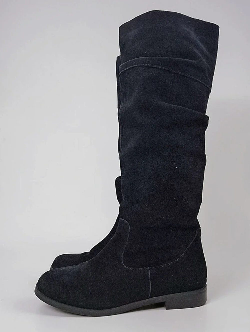 Steve Madden Balen Knee High Black Leather Suede Slouch Boots 9.5 Casual